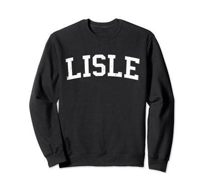 Lisle Il Distressed White Varsity Sweatshirt - Trendy Graphic for Adults - T-Shirt, Sweatshirt, Hoodie