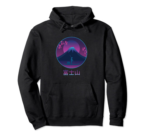 Vaporwave Fuji Yama Aesthetic Kawaii Hoodie - Minimalist Print for Adults - T-Shirt, Sweatshirt, Hoodie