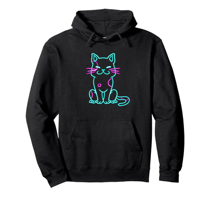 Sweet Cat Vaporwave Synthwave Hoodie - Custom Art Print for Adults - T-Shirt, Sweatshirt, Hoodie