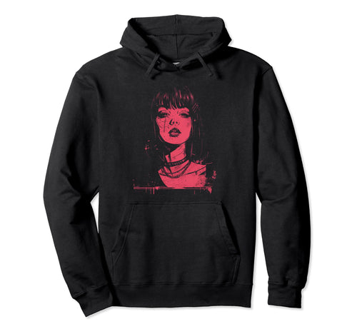 Goth Grunge Demon Anime Waifu Horror Alt Hoodie - Aesthetic Graphic Unisex - T-Shirt, Sweatshirt, Hoodie