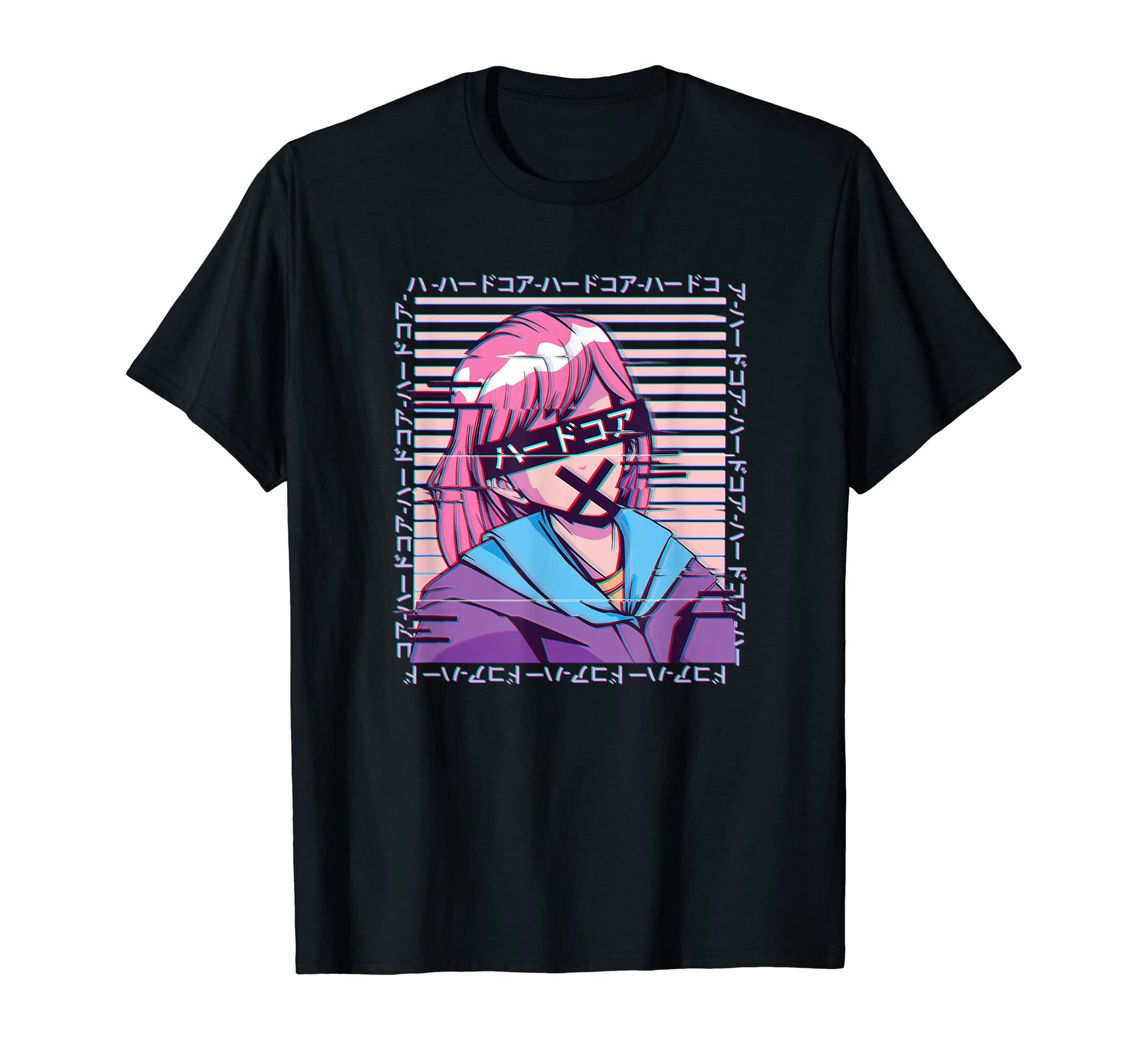 Glitch Anime Japanese Aesthetic Kawaii T-Shirt - Custom Art Print Unisex - T-Shirt, Sweatshirt, Hoodie