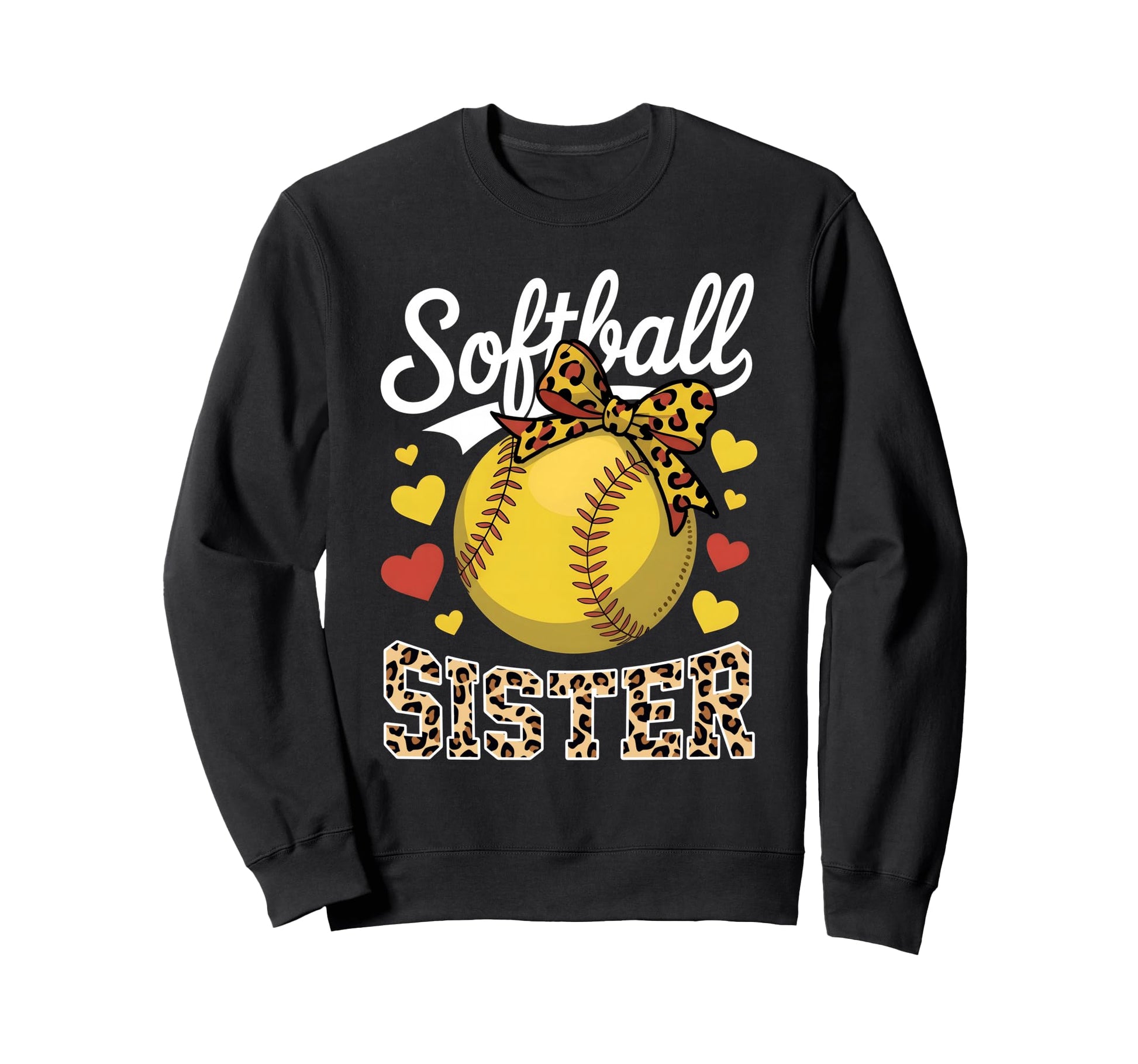 Softball Sister Headband Leopard Sweatshirt - Fun Novelty Design Men Women - T-Shirt, Sweatshirt, Hoodie