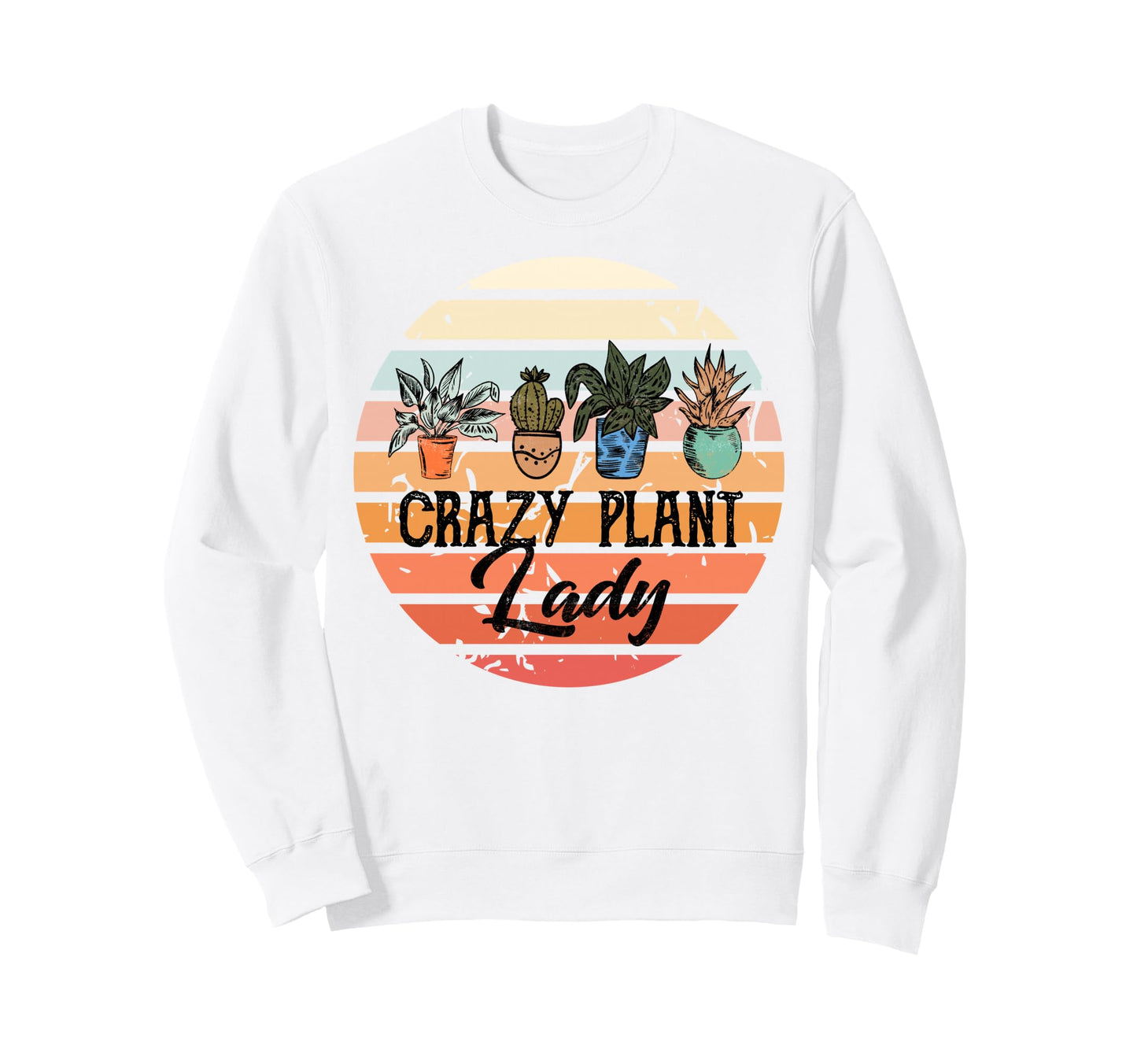 Crazy Plant Lady Sunset Houseplant Sweatshirt - Streetwear Style Unisex - T-Shirt, Sweatshirt, Hoodie