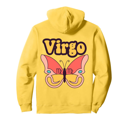 Virgo Zodiac Butterfly Boho Hoodie - Fun Novelty Design for Adults - T-Shirt, Sweatshirt, Hoodie