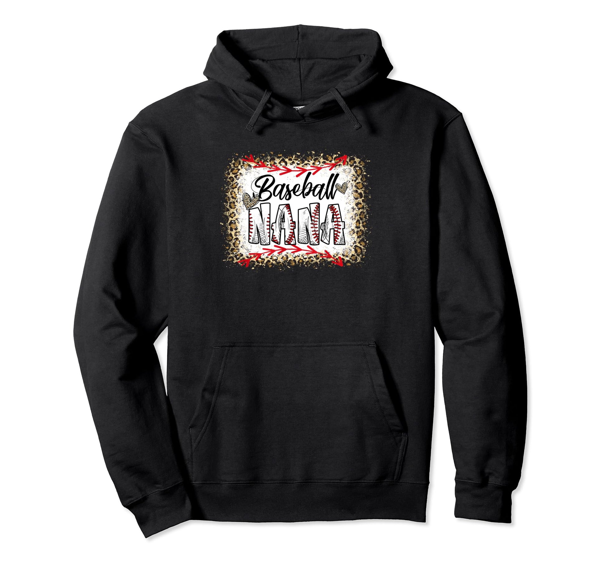Funny Baseball Nana Leopard Baseball Hoodie - Novelty Apparel for Adults - T-Shirt, Sweatshirt, Hoodie