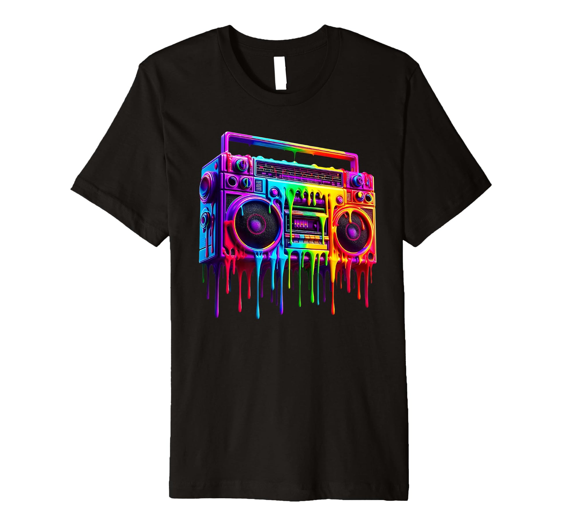 Dripping Paint Boombox Old School 80S T-Shirt - Custom Art Print Men Women - T-Shirt, Sweatshirt, Hoodie