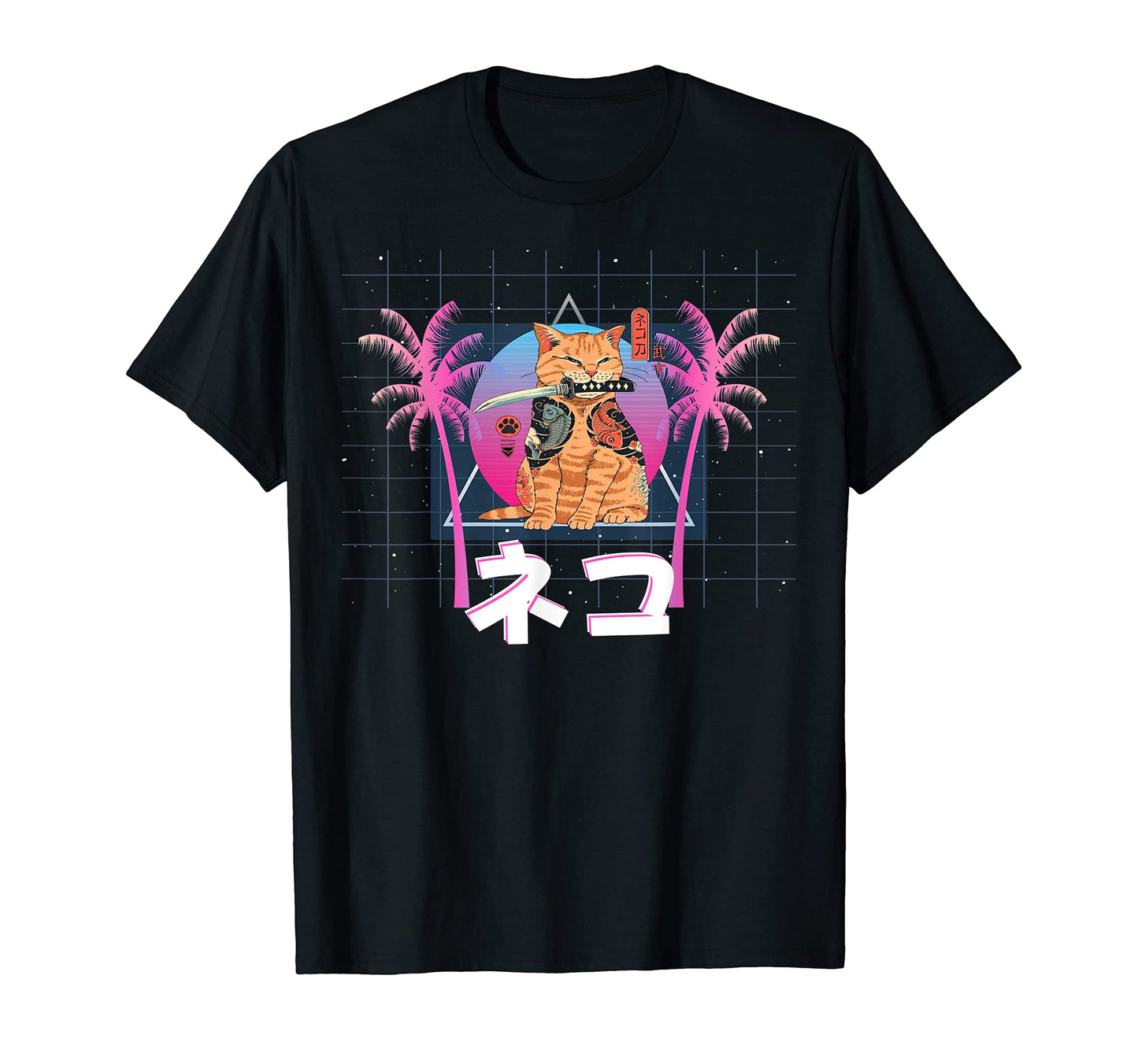 Japanese Samurai Ninja Cat Neko T-Shirt - Streetwear Style for Adults - T-Shirt, Sweatshirt, Hoodie