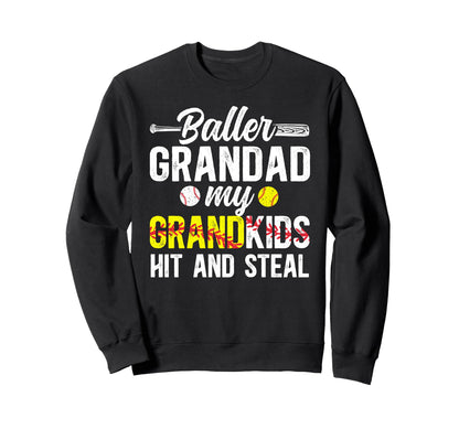 Baller Grandad Funny Baseball Sweatshirt - Fun Novelty Design Unisex - T-Shirt, Sweatshirt, Hoodie