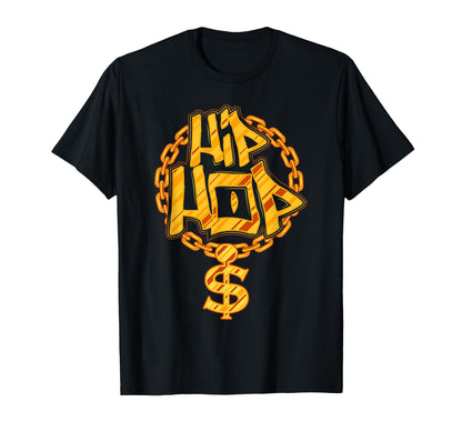 Gold Necklace Dollar Sign Hip Hop Rap T-Shirt - Unique Graphic for Adults - T-Shirt, Sweatshirt, Hoodie