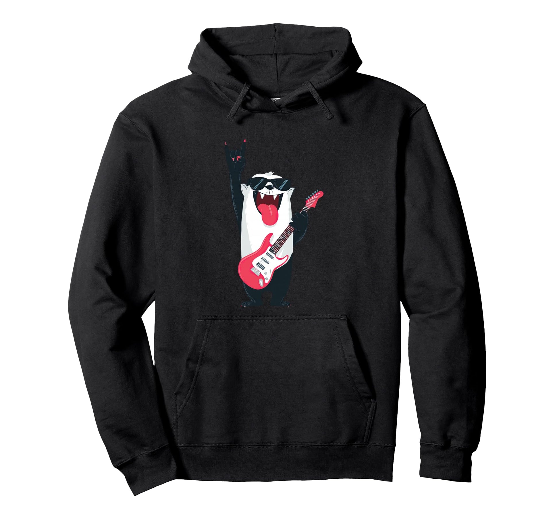 Funny Bear Guitarist Animal Music Lover Hoodie - Streetwear Style Unisex - T-Shirt, Sweatshirt, Hoodie