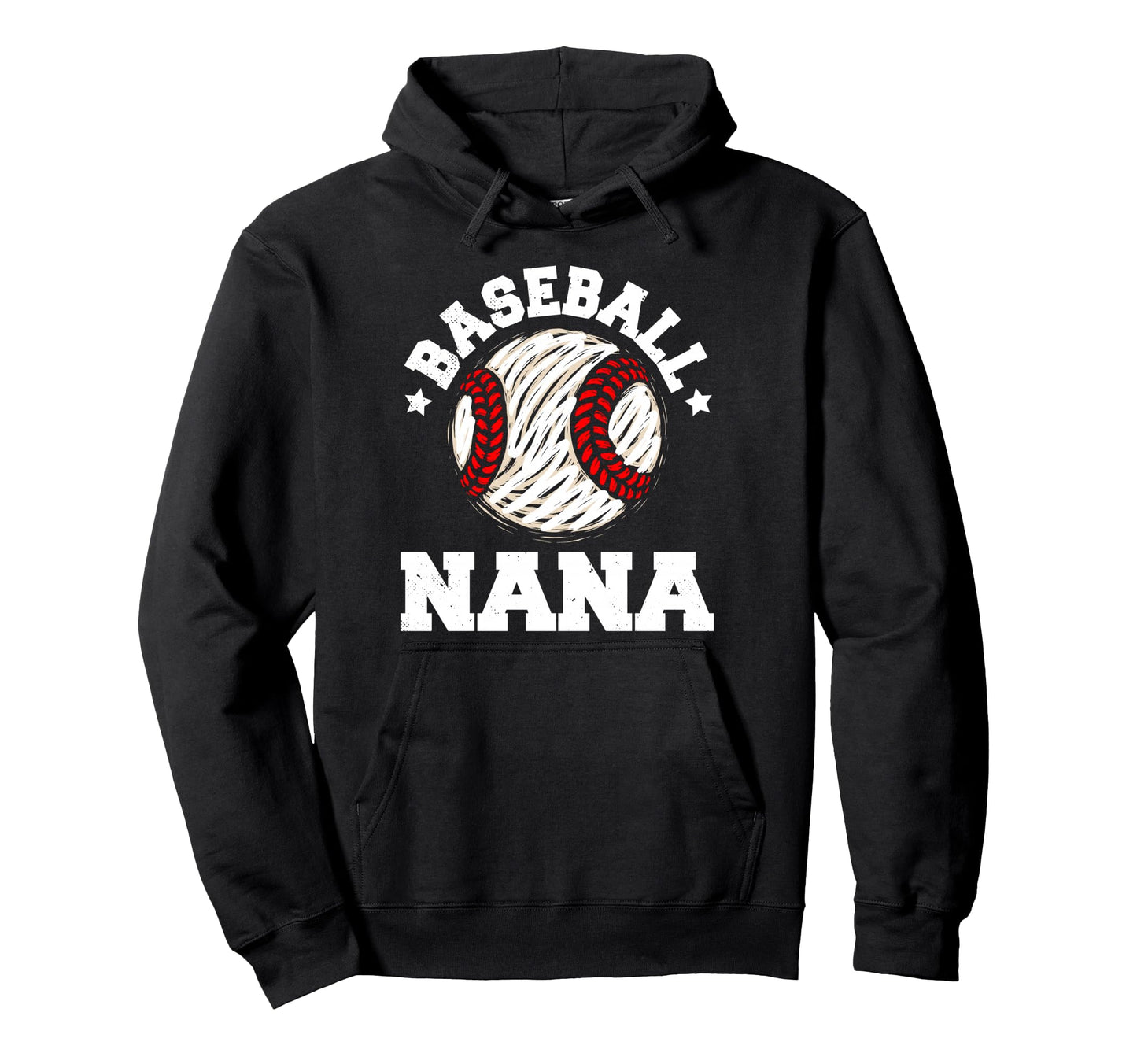 Baseball Nana Distressed Funny Hoodie - Fun Novelty Design Men Women - T-Shirt, Sweatshirt, Hoodie