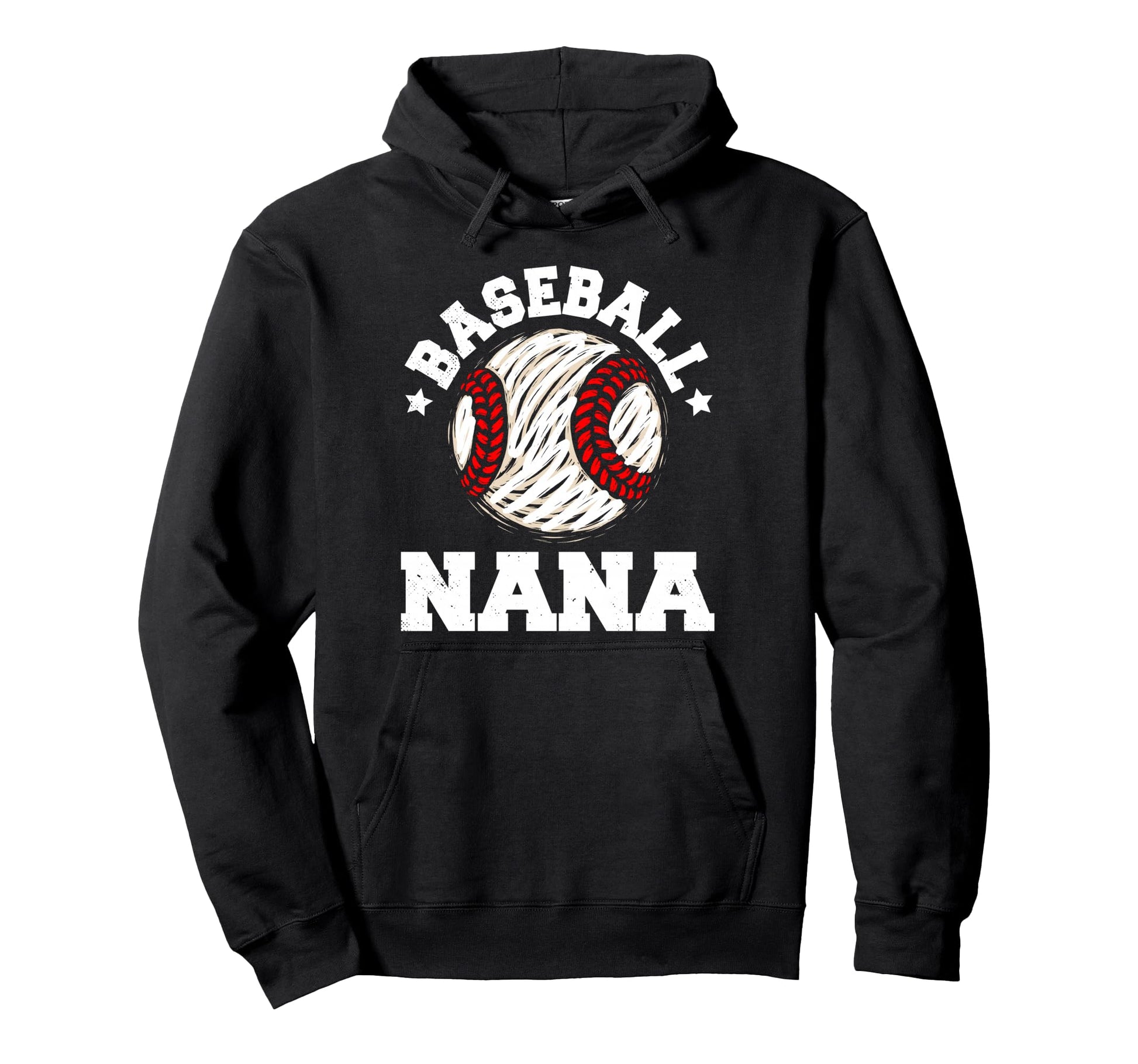 Baseball Nana Distressed Funny Hoodie - Fun Novelty Design Men Women - T-Shirt, Sweatshirt, Hoodie