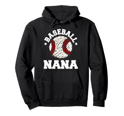 Baseball Nana Distressed Funny Hoodie - Fun Novelty Design Men Women - T-Shirt, Sweatshirt, Hoodie