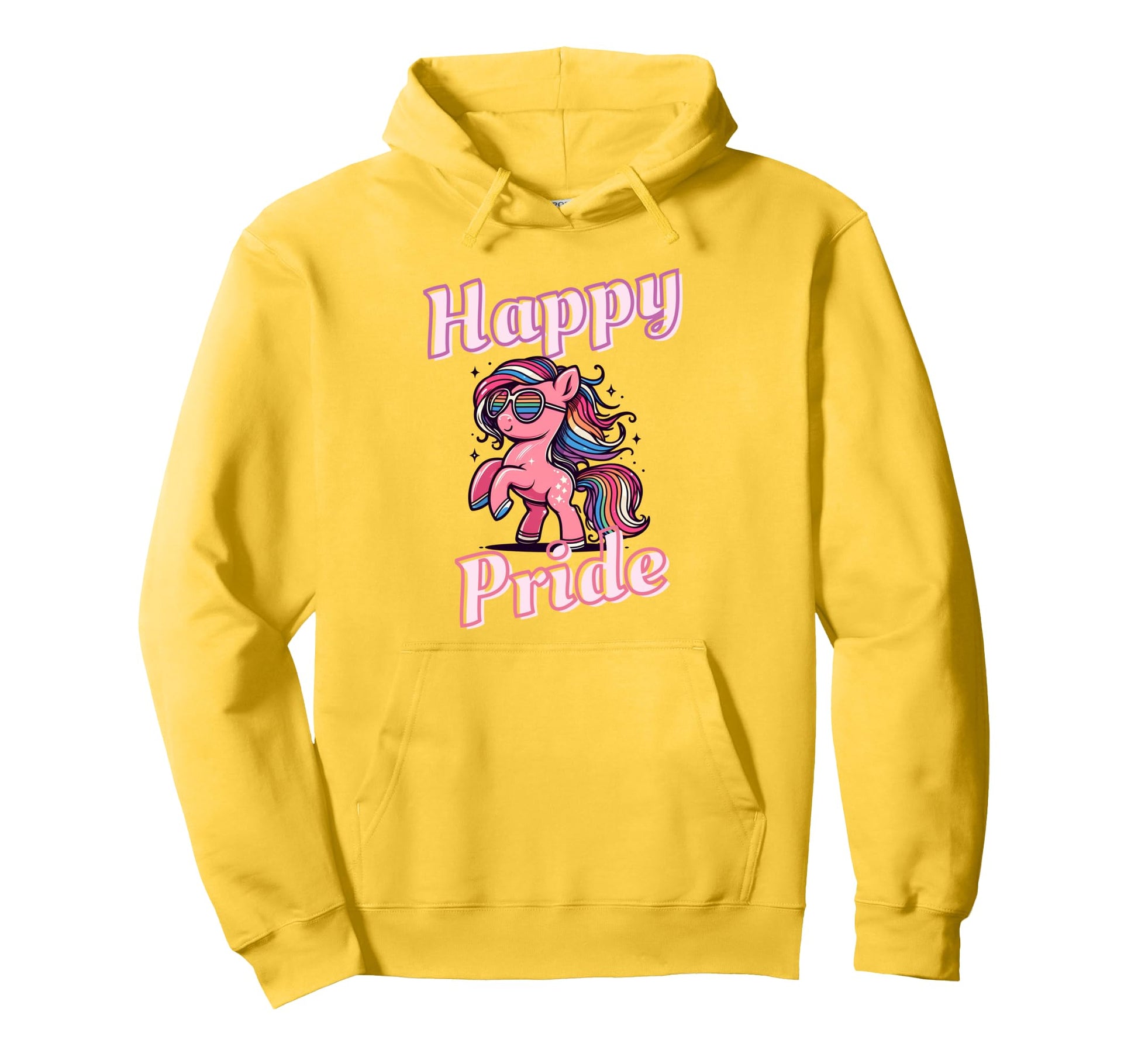 Happy Pride Month Rainbow Pony Hoodie - Unique Graphic Unisex - T-Shirt, Sweatshirt, Hoodie