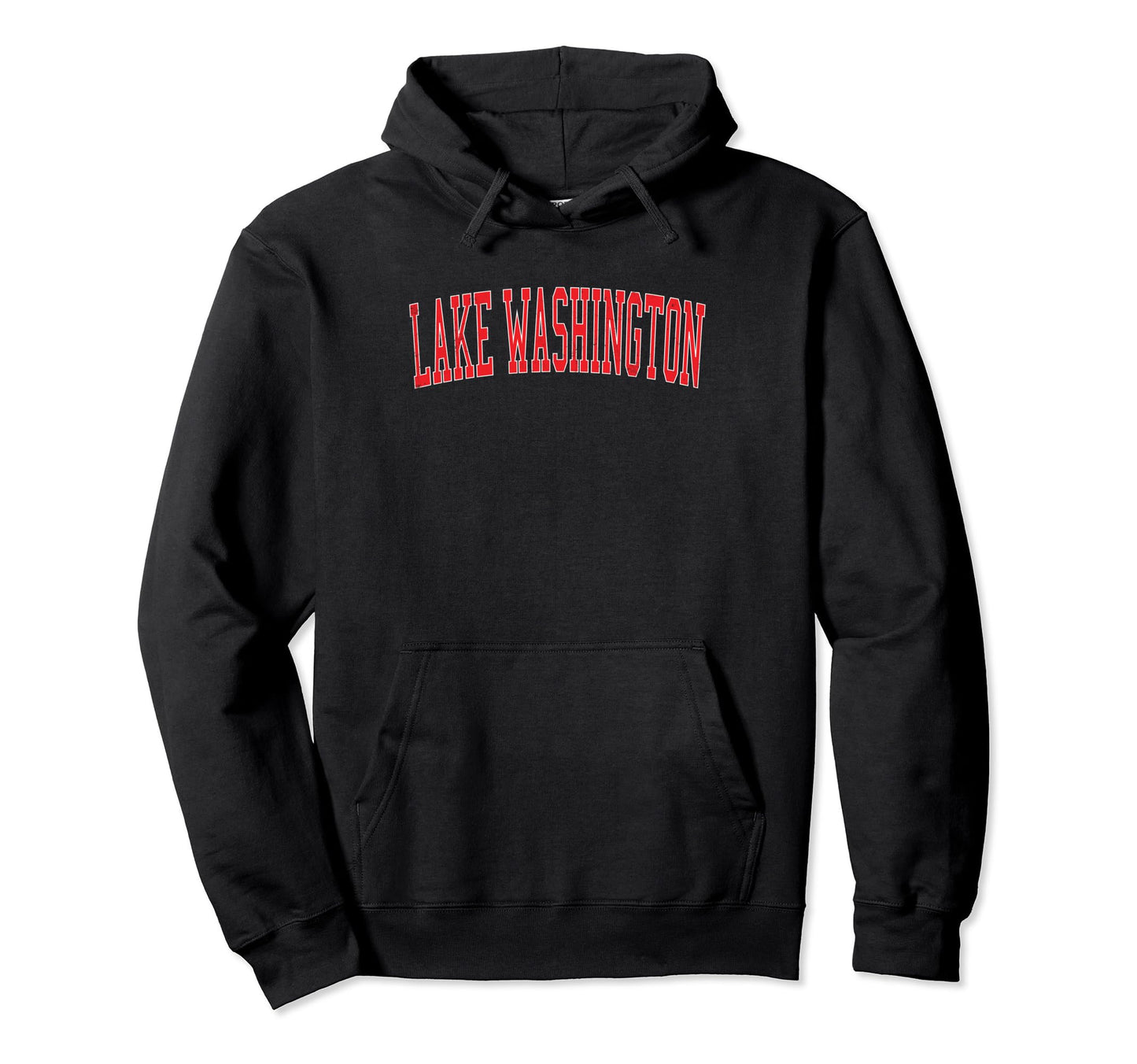 Lake Washington Distressed Red Varsity Hoodie - Novelty Apparel for Adults - T-Shirt, Sweatshirt, Hoodie