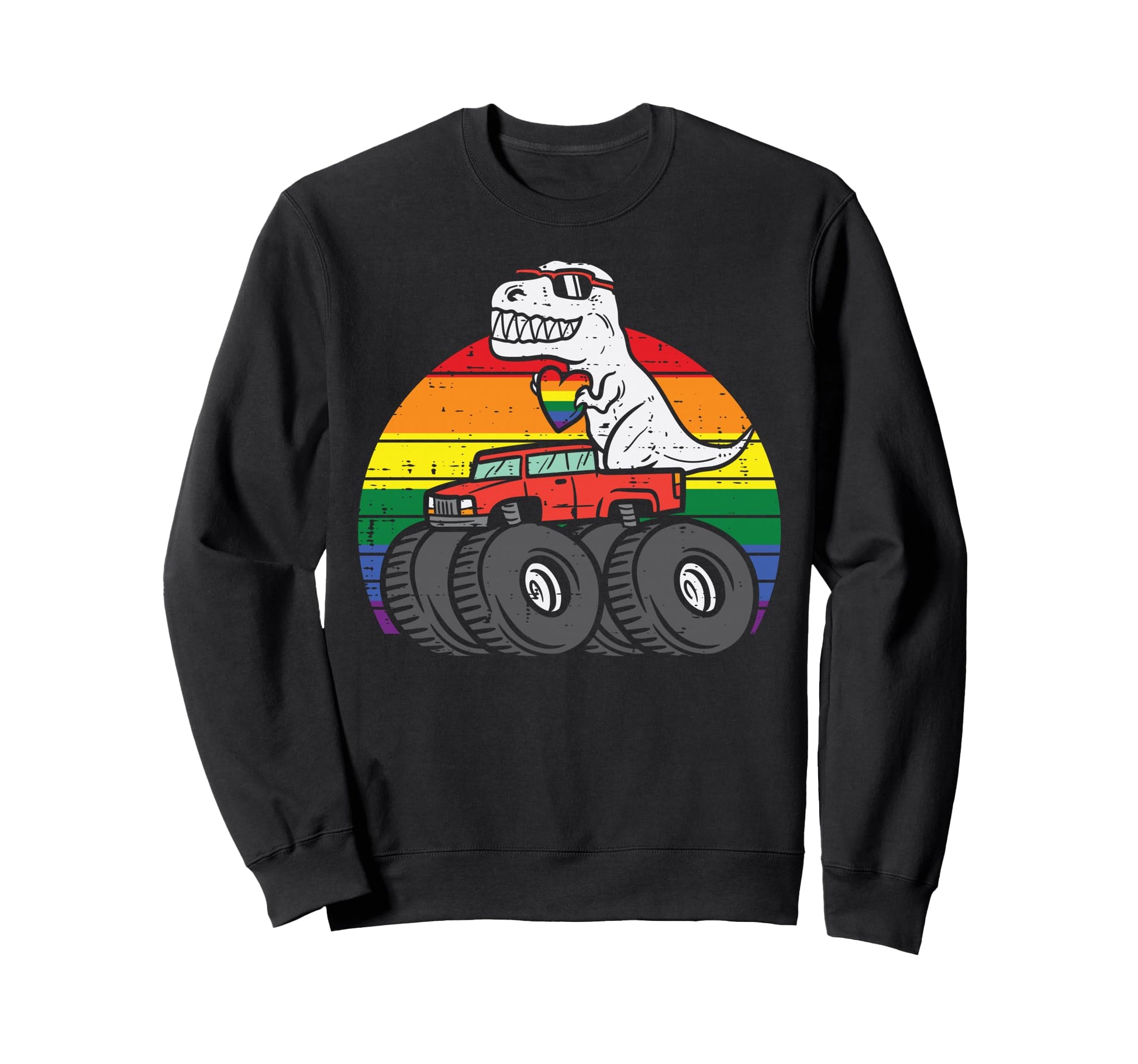 Trex Truck Rainbow Gay Sunset Lgbtq Sweatshirt - Aesthetic Graphic Unisex - T-Shirt, Sweatshirt, Hoodie