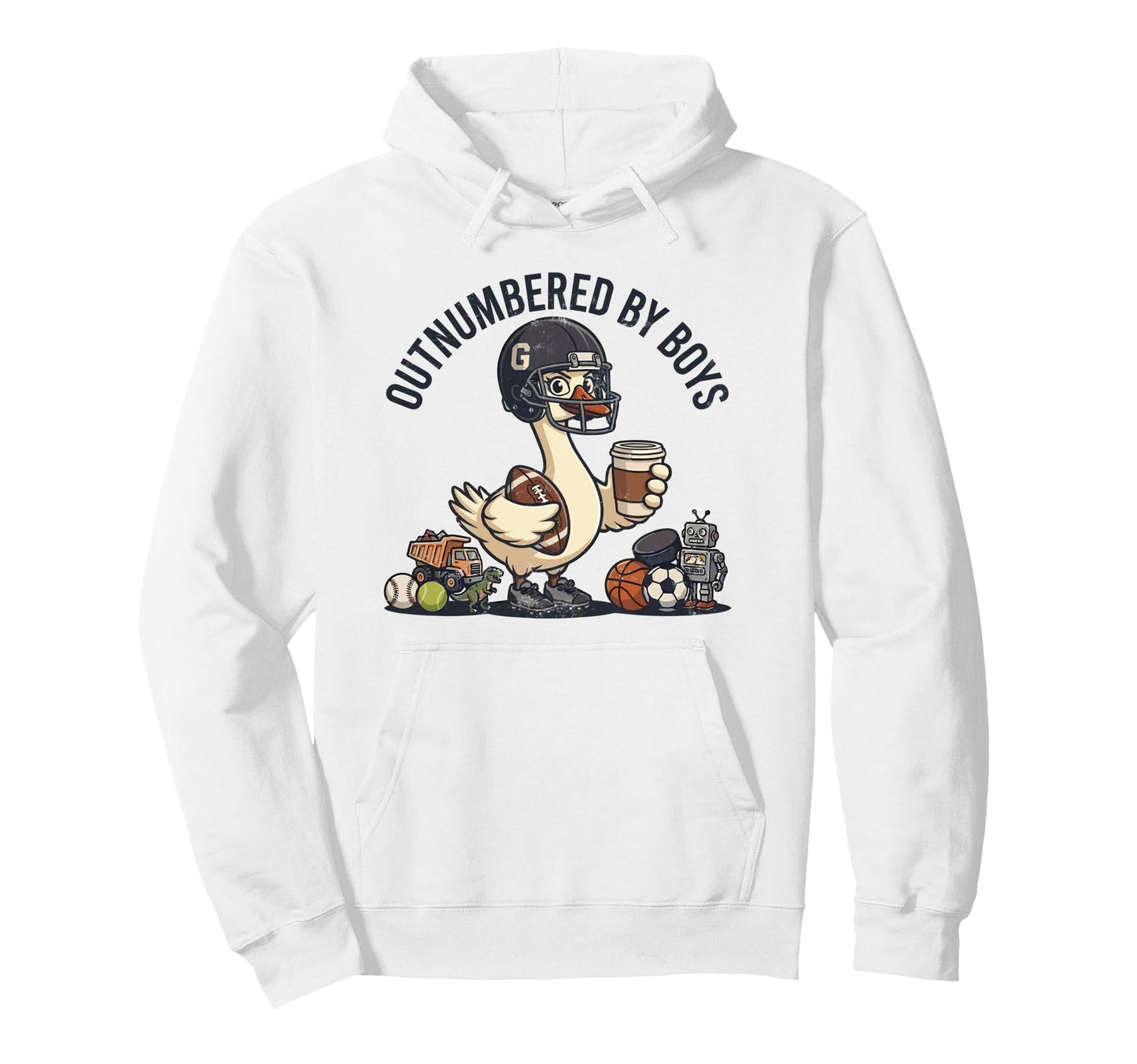 Outnumbered Mom Football Mom Coffee Hoodie - Fun Novelty Design for Adults - T-Shirt, Sweatshirt, Hoodie
