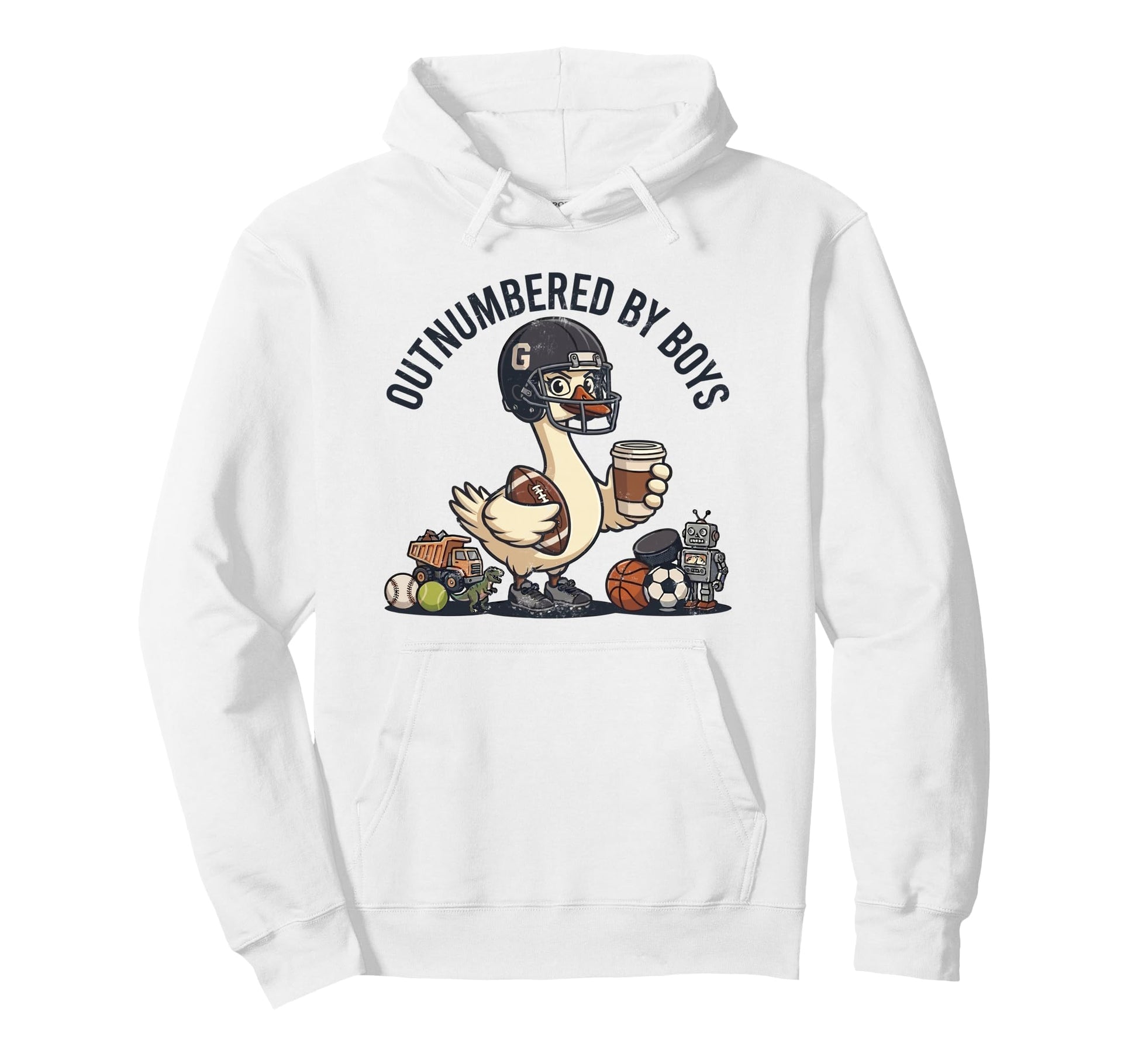 Outnumbered Mom Football Mom Coffee Hoodie - Fun Novelty Design for Adults - T-Shirt, Sweatshirt, Hoodie
