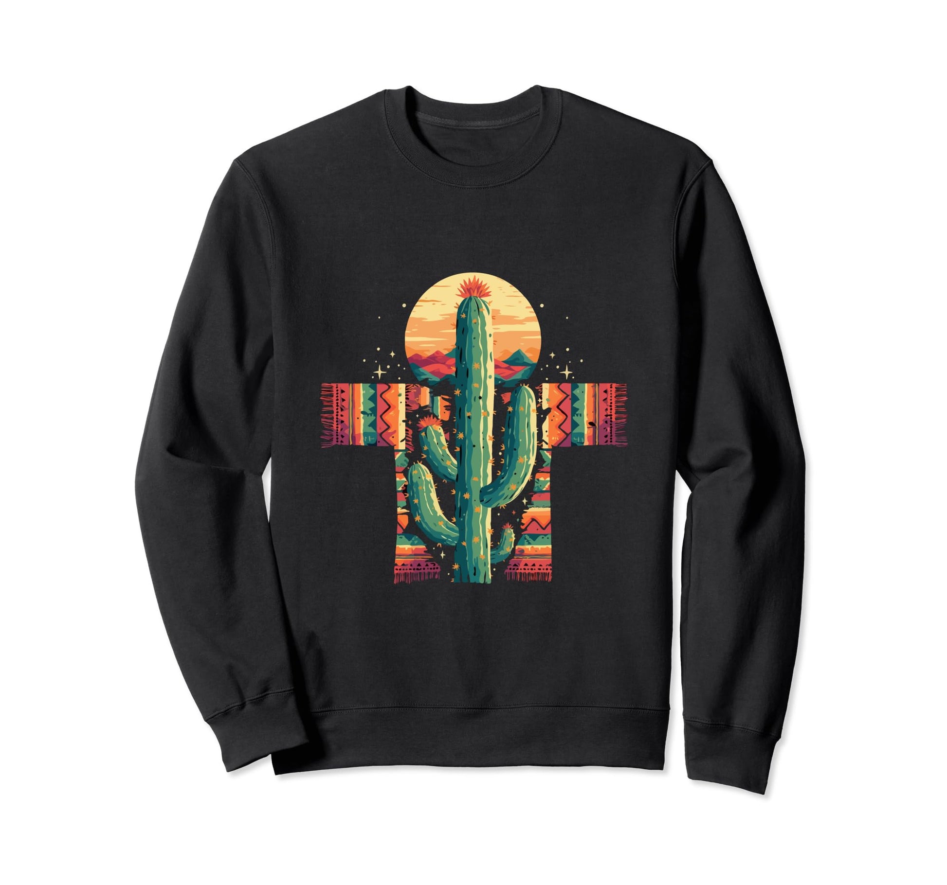Cactus Serape Succulent Plant Cacti Sweatshirt - Graphic Print Men Women - T-Shirt, Sweatshirt, Hoodie