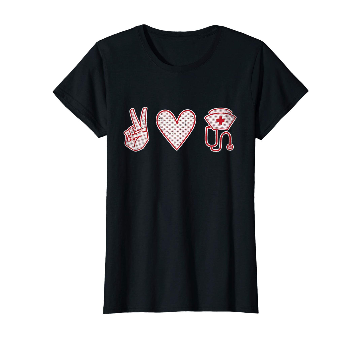 Womens Peace Love Nursing Distressed T-Shirt - Unique Graphic for Adults - T-Shirt, Sweatshirt, Hoodie