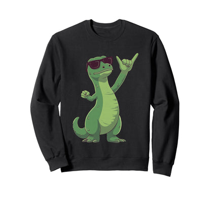 Green Lizard Reptile Rock Hand Sign Sweatshirt - Trendy Graphic Men Women - T-Shirt, Sweatshirt, Hoodie