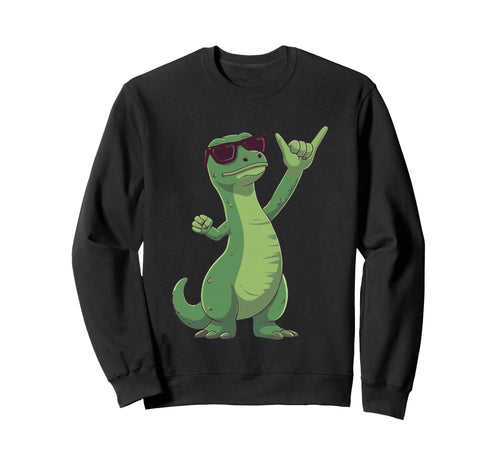 Green Lizard Reptile Rock Hand Sign Sweatshirt - Trendy Graphic Men Women - T-Shirt, Sweatshirt, Hoodie