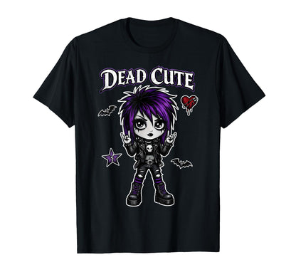 Dead Goth Purple Hair Rock Sign Emo Art T-Shirt - Unique Graphic Unisex - T-Shirt, Sweatshirt, Hoodie