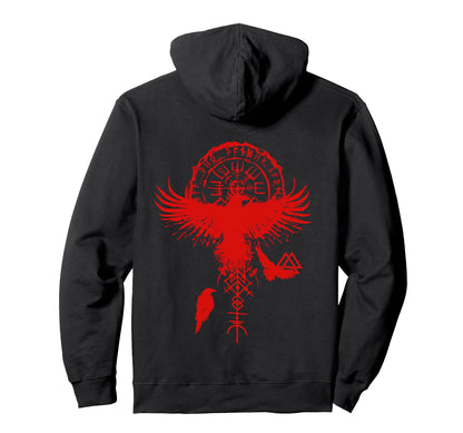 Flying Raven Clock Peace And Love Viking Hoodie - Graphic Print for Adults - T-Shirt, Sweatshirt, Hoodie