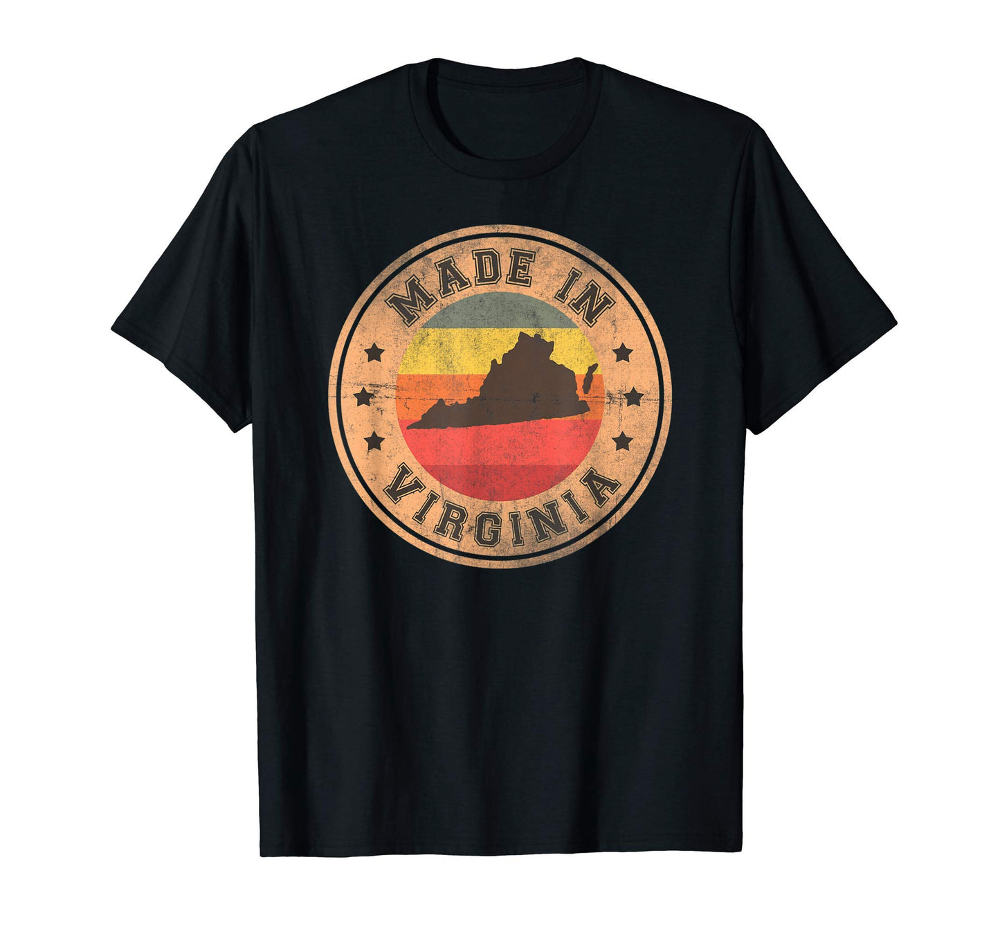 Virginia Us State Map Stripes 1970 T-Shirt - Minimalist Print Men Women - T-Shirt, Sweatshirt, Hoodie