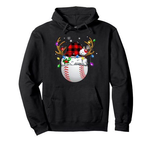 Baseball Santa Sports Baseball Player Hoodie - Custom Art Print Men Women - T-Shirt, Sweatshirt, Hoodie