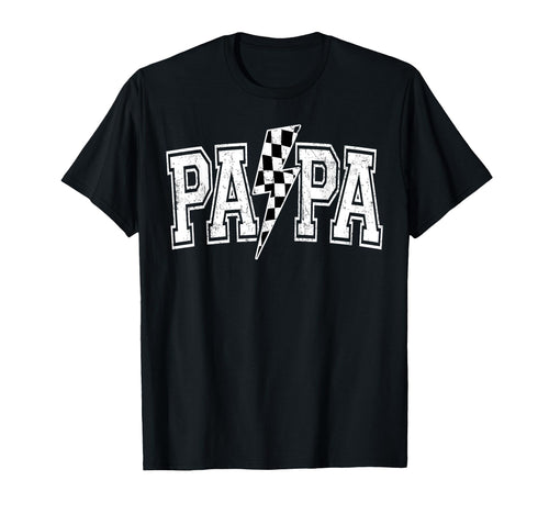 Papa Lightning Bolt Checkered Varsity T-Shirt - Unique Graphic for Adults - T-Shirt, Sweatshirt, Hoodie