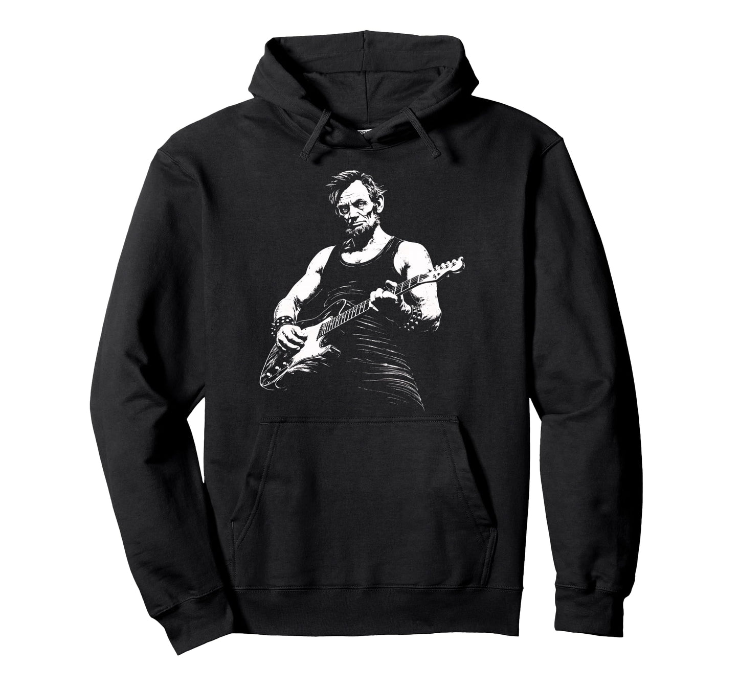 Abraham Lincoln Playing Guitar Funny Hoodie - Fun Novelty Design Men Women - T-Shirt, Sweatshirt, Hoodie