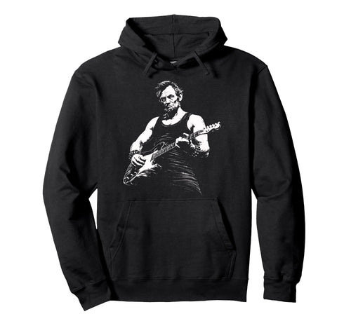 Abraham Lincoln Playing Guitar Funny Hoodie - Fun Novelty Design Men Women - T-Shirt, Sweatshirt, Hoodie