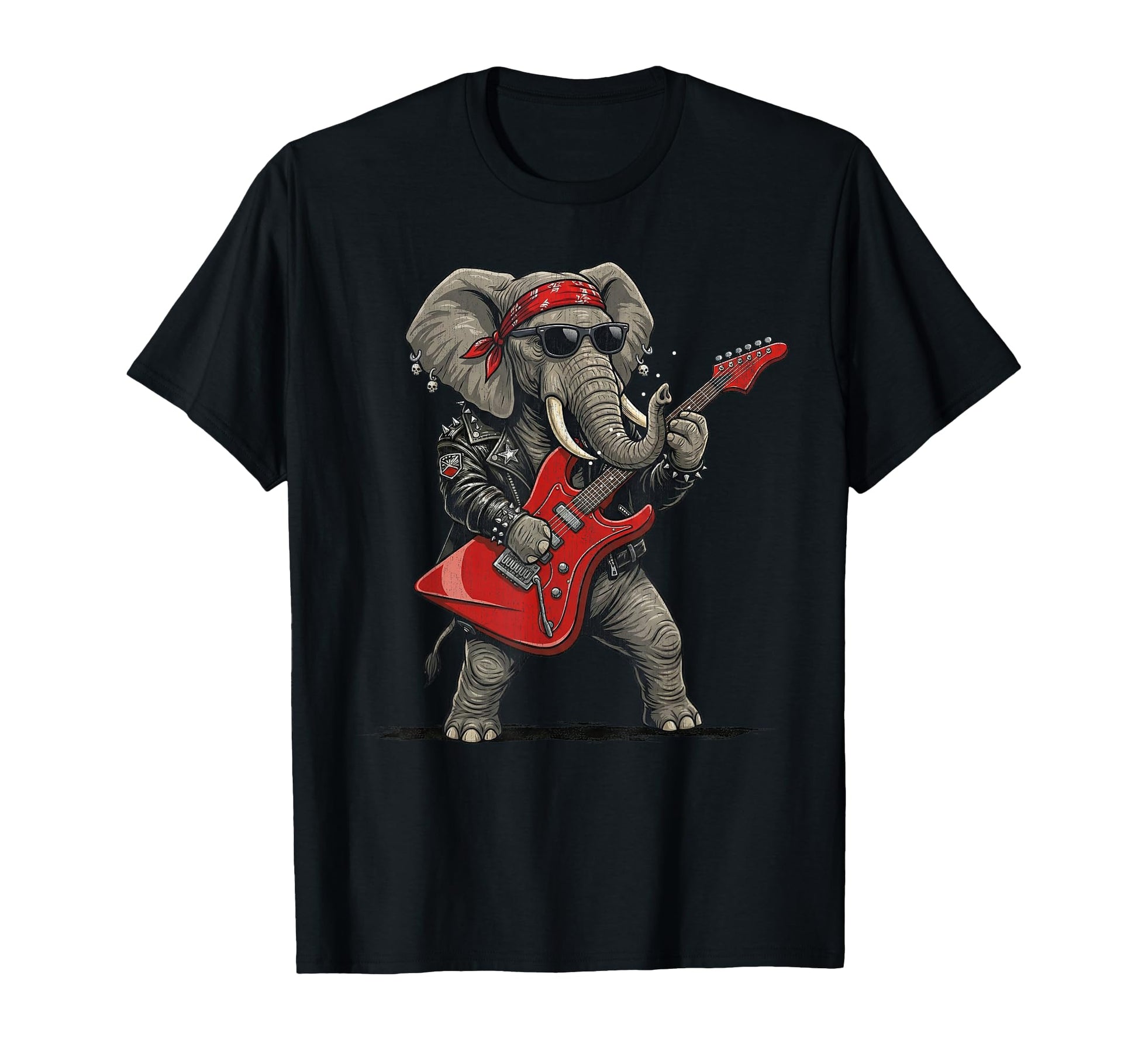 Elephant Playing Electric Guitar Rock T-Shirt - Minimalist Print Unisex - T-Shirt, Sweatshirt, Hoodie