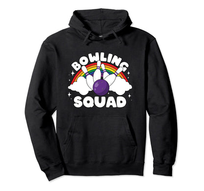 Bowling Squad Rainbow Pins Bowling Hoodie - Casual Everyday Wear Men Women - T-Shirt, Sweatshirt, Hoodie