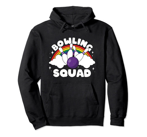 Bowling Squad Rainbow Pins Bowling Hoodie - Casual Everyday Wear Men Women - T-Shirt, Sweatshirt, Hoodie