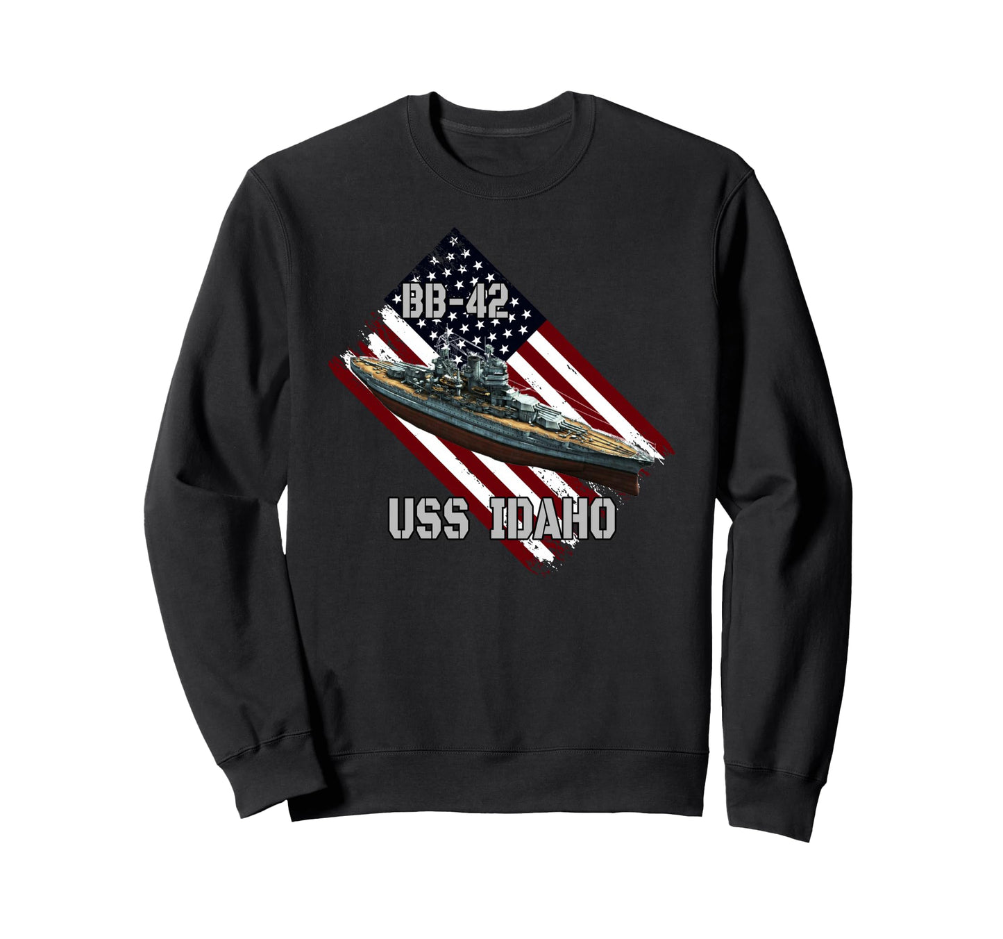 Battleship Uss Idaho Bb 42 Combat Sweatshirt - Fun Novelty Design Unisex - T-Shirt, Sweatshirt, Hoodie