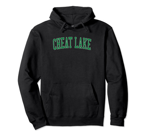 Cheat Lake Distressed Green Varsity Hoodie - Fun Novelty Design Men Women - T-Shirt, Sweatshirt, Hoodie