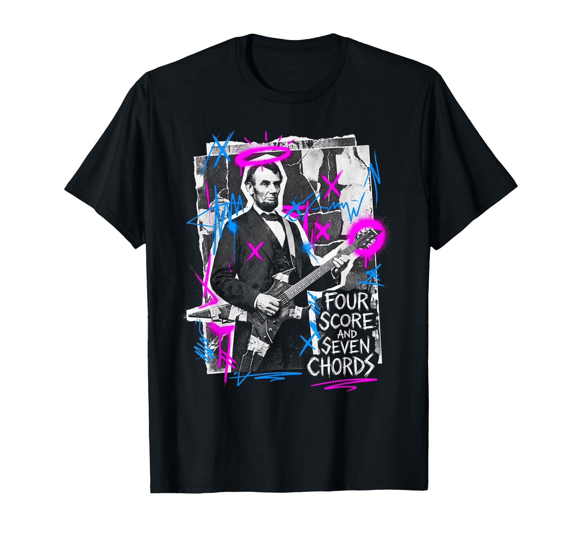 Abraham Lincoln Playing Guitar Us T-Shirt - Novelty Apparel for Adults - T-Shirt, Sweatshirt, Hoodie