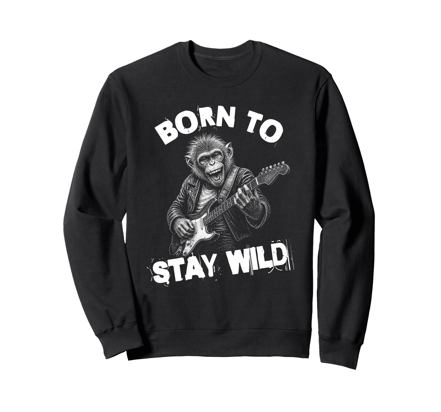 Born To Play Loud Monkey Guitar Funny Sweatshirt - Graphic Print Unisex - T-Shirt, Sweatshirt, Hoodie