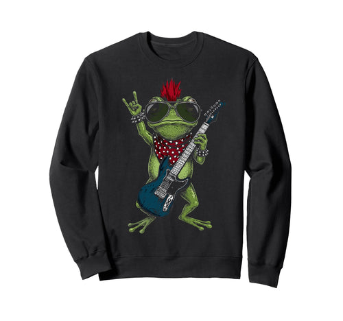 Funny Frog Playing Guitar Usa Sweatshirt - Casual Everyday Wear Men Women - T-Shirt, Sweatshirt, Hoodie