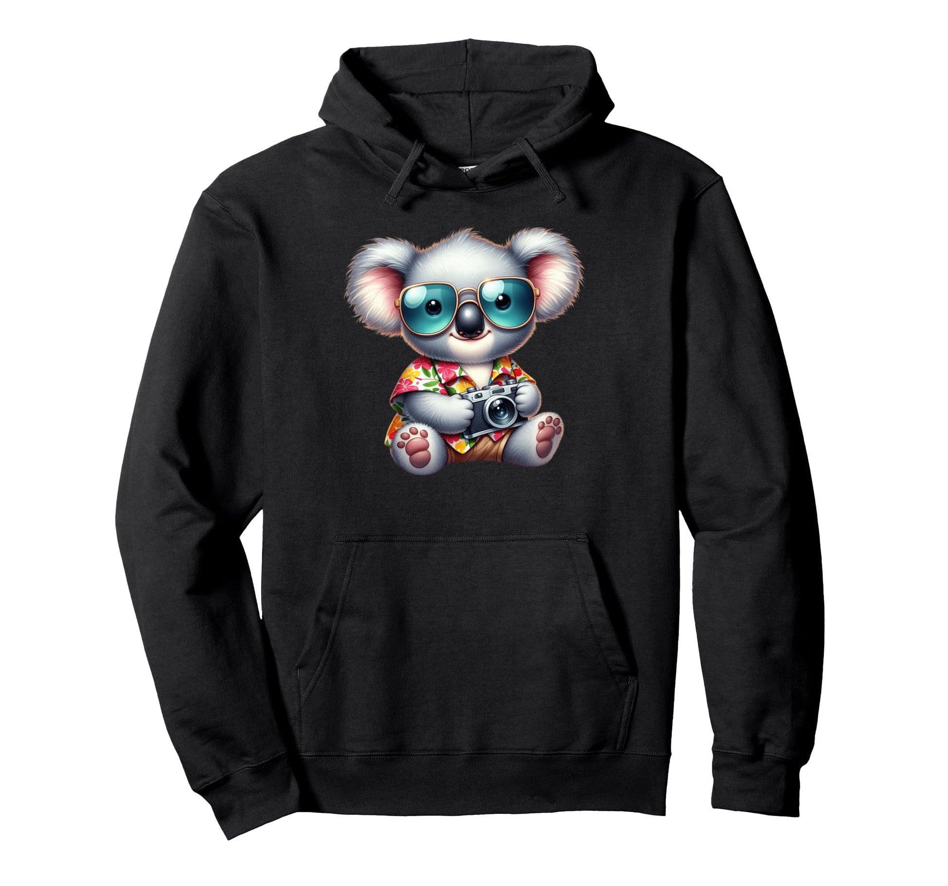 Koala Photographer Tropical Vacation Hoodie - Fun Novelty Design for Adults - T-Shirt, Sweatshirt, Hoodie
