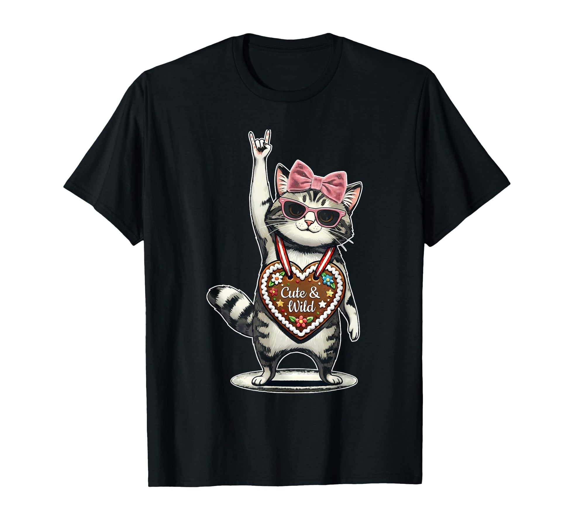 And Wild Rocker Cat Kawaii Kitty T-Shirt - Minimalist Print Men Women - T-Shirt, Sweatshirt, Hoodie