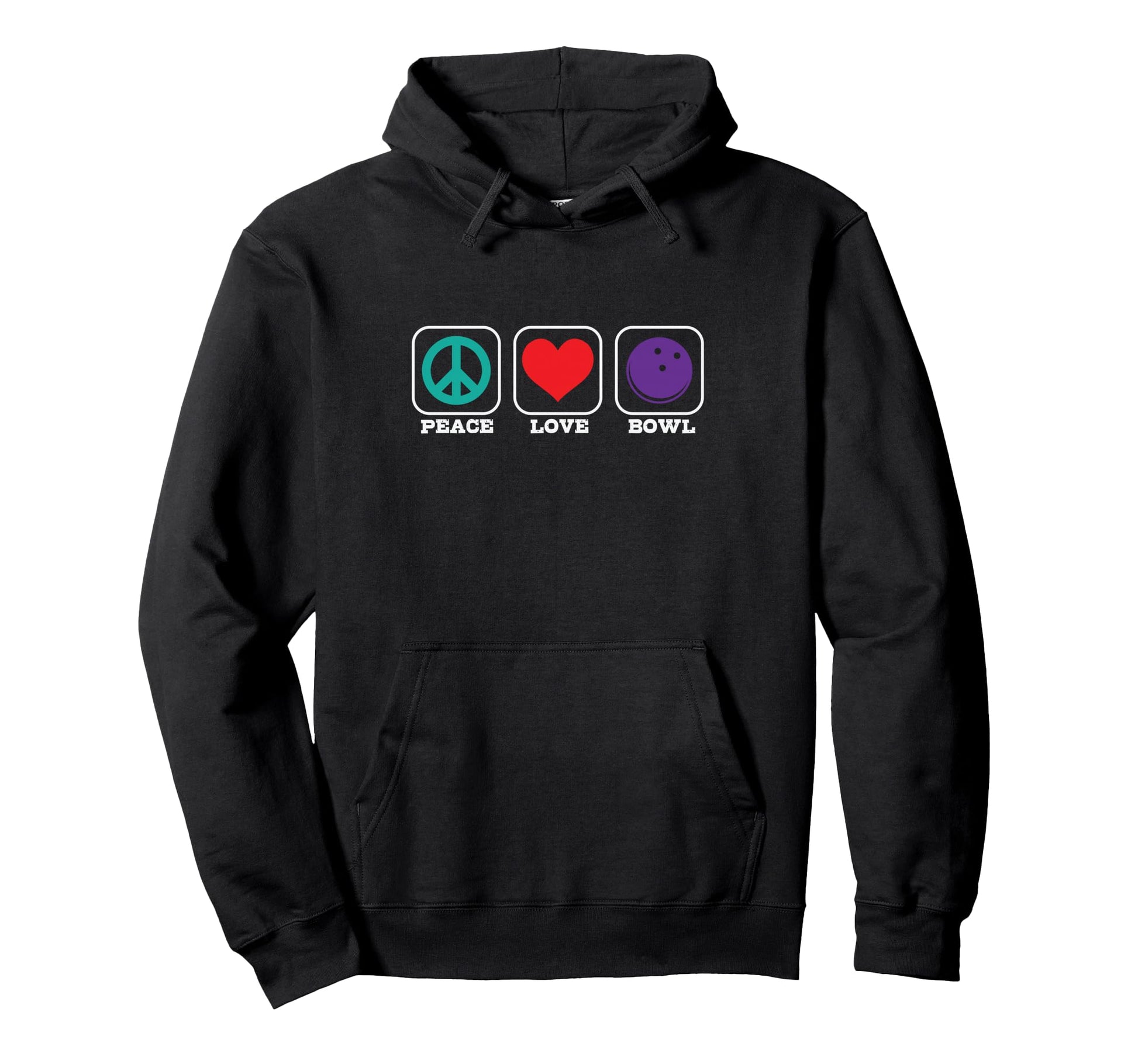 Bowling Peace Love League Strike Throw Pin T-Shirt - Graphic Print Unisex - T-Shirt, Sweatshirt, Hoodie