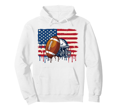 Football American Flag Dripping Ice Hoodie - Novelty Apparel Men Women - T-Shirt, Sweatshirt, Hoodie