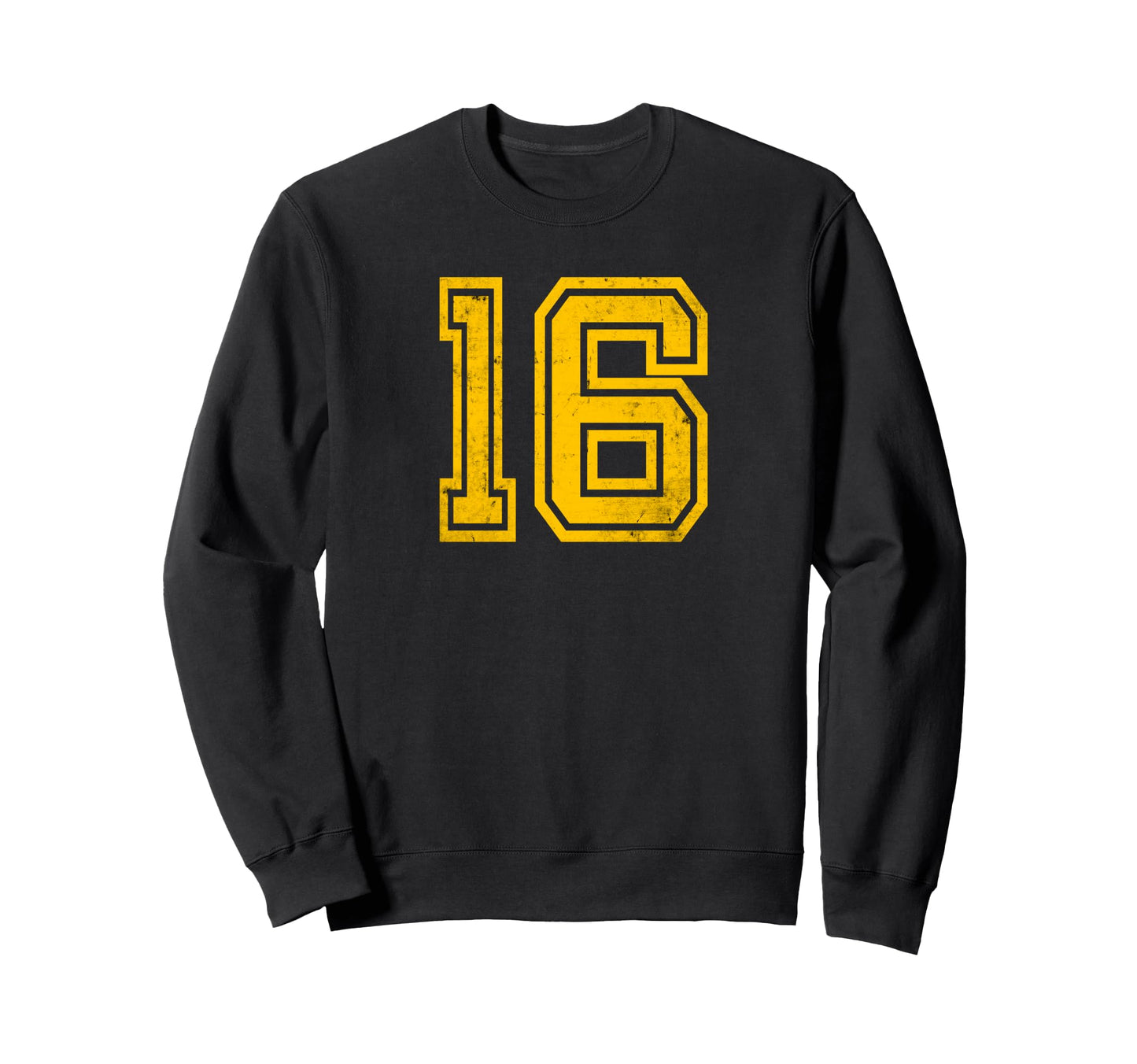 Yellow Distressed Sport Team Number 16 Sweatshirt - Streetwear Style Unisex - T-Shirt, Sweatshirt, Hoodie