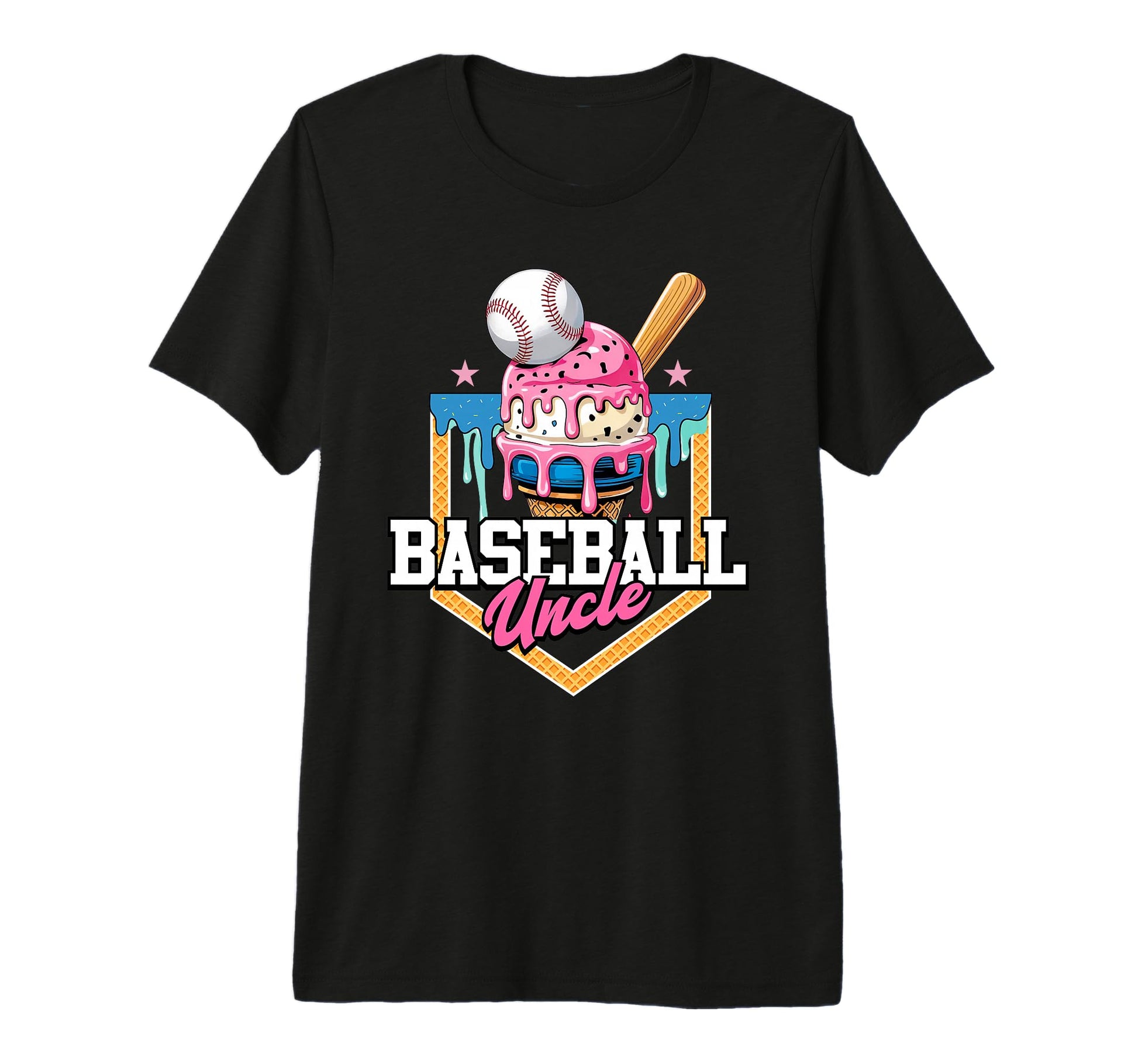 Mens Baseball Uncle Ice Cream Drip T-Shirt - Novelty Apparel Men Women - T-Shirt, Sweatshirt, Hoodie
