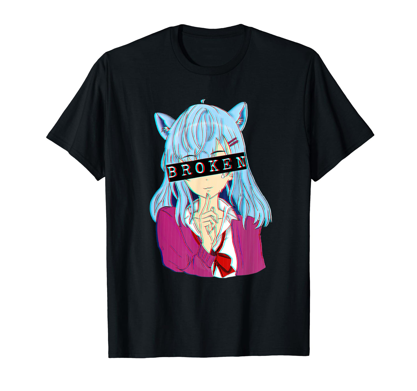 Broken Sad Anime Japanese Vaporwave T-Shirt - Trendy Graphic for Adults - T-Shirt, Sweatshirt, Hoodie