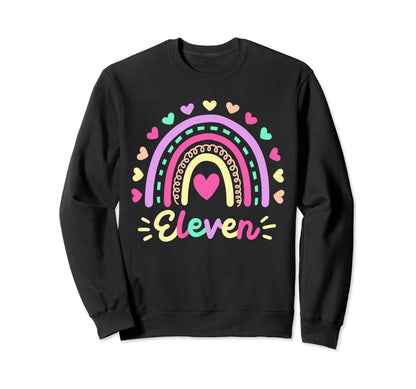 Eleven 11Th Birthday Rainbow Boho 11 Sweatshirt - Graphic Print for Adults - T-Shirt, Sweatshirt, Hoodie