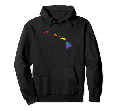 Hawaii Lgbtq Rainbow Flag Gay Pride Hoodie - Custom Art Print Unisex - T-Shirt, Sweatshirt, Hoodie